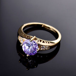 18k Gold Filled Purple Crystal Stunning Halo Ring